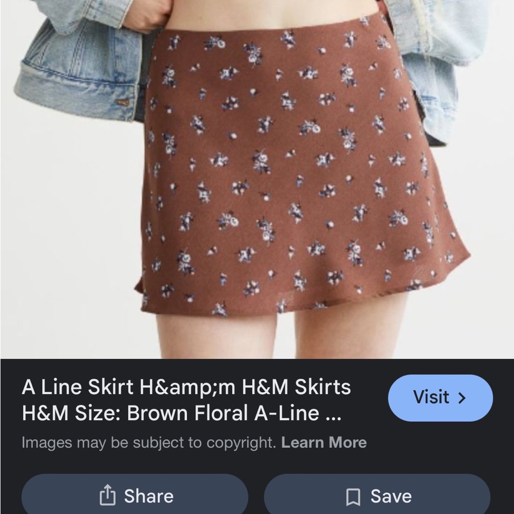 H&M Brown Floral A-Line Skirt size 0